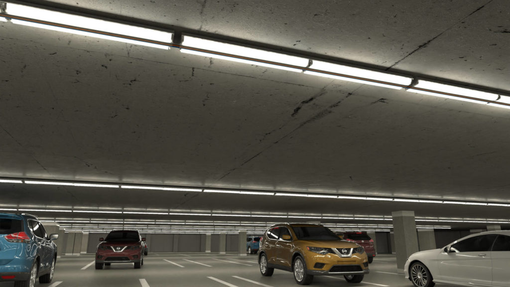 Verlichting in een parkeergarage